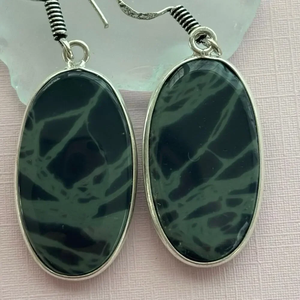 925 Silver Picasso Jasper Drop Earrings